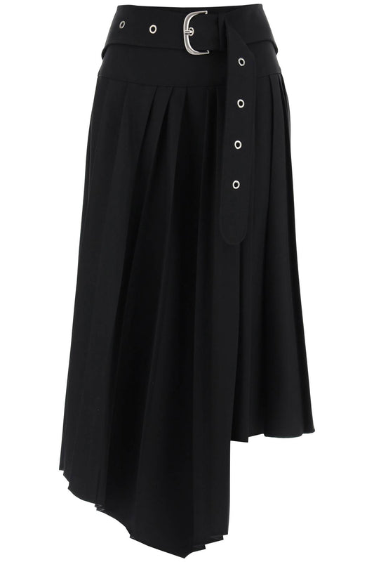 Off-White Off-white belted tech drill pleated skirt