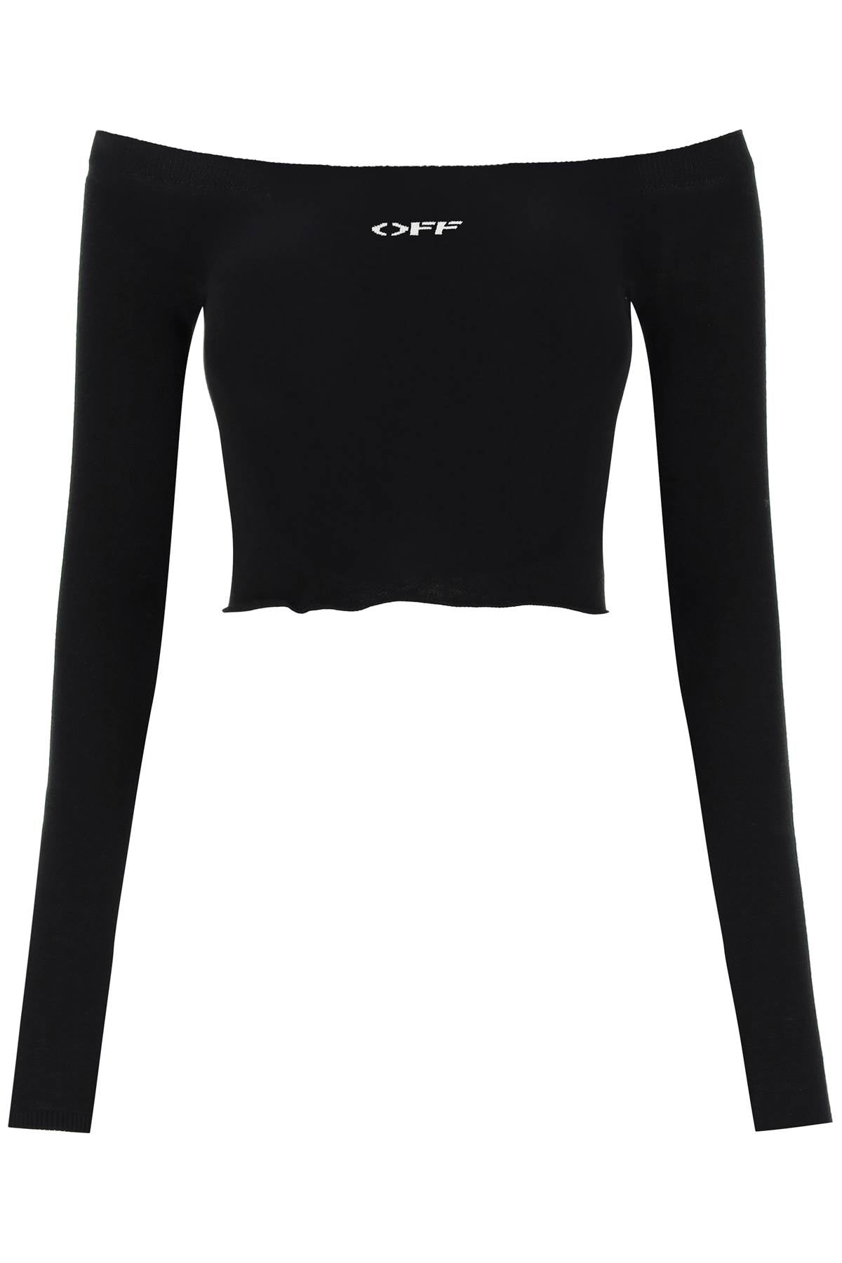 Off-White Off-white knitted off-shoulder cropped top