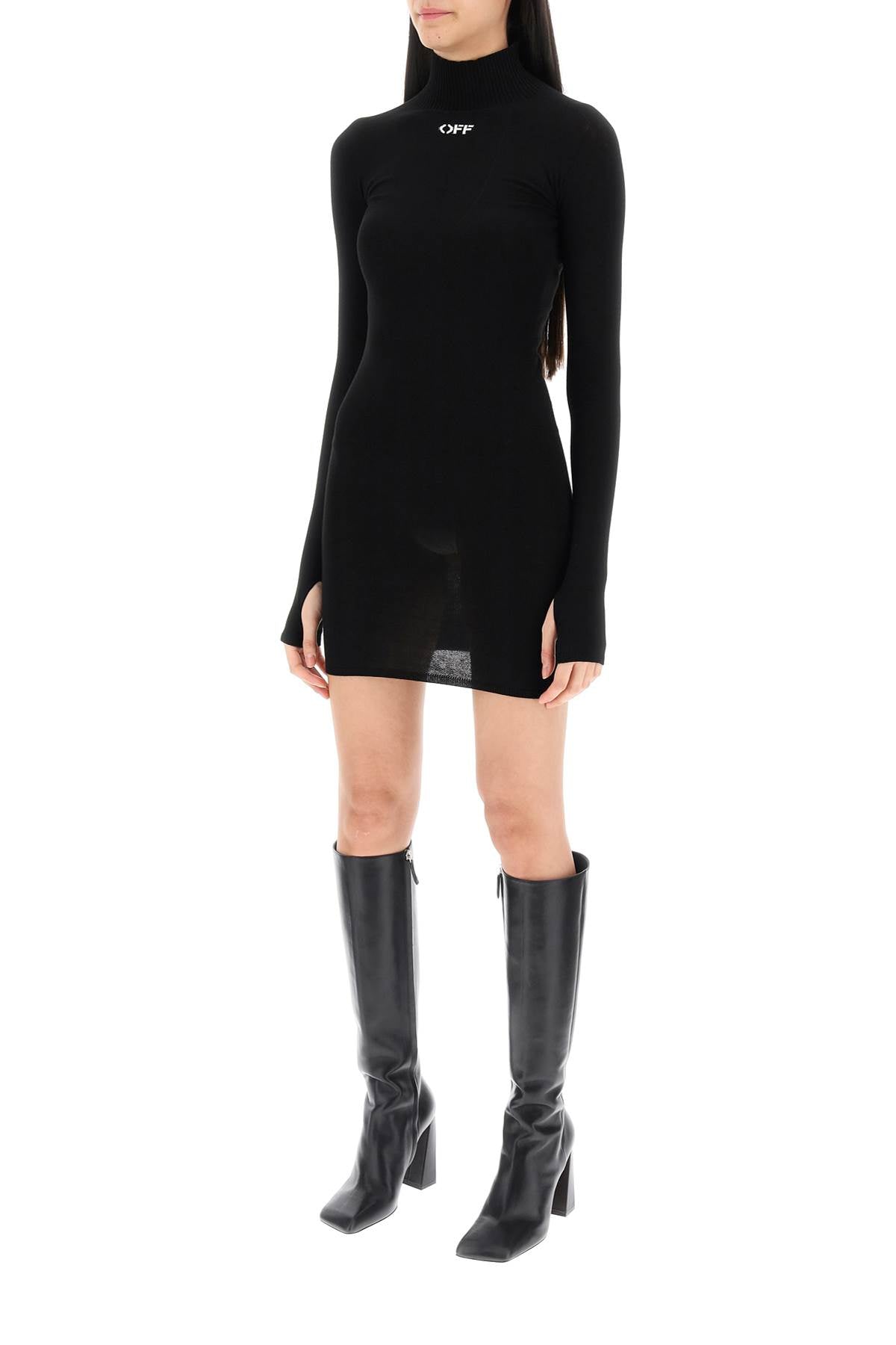 Off-White Off-white knitted mini dress with off logo