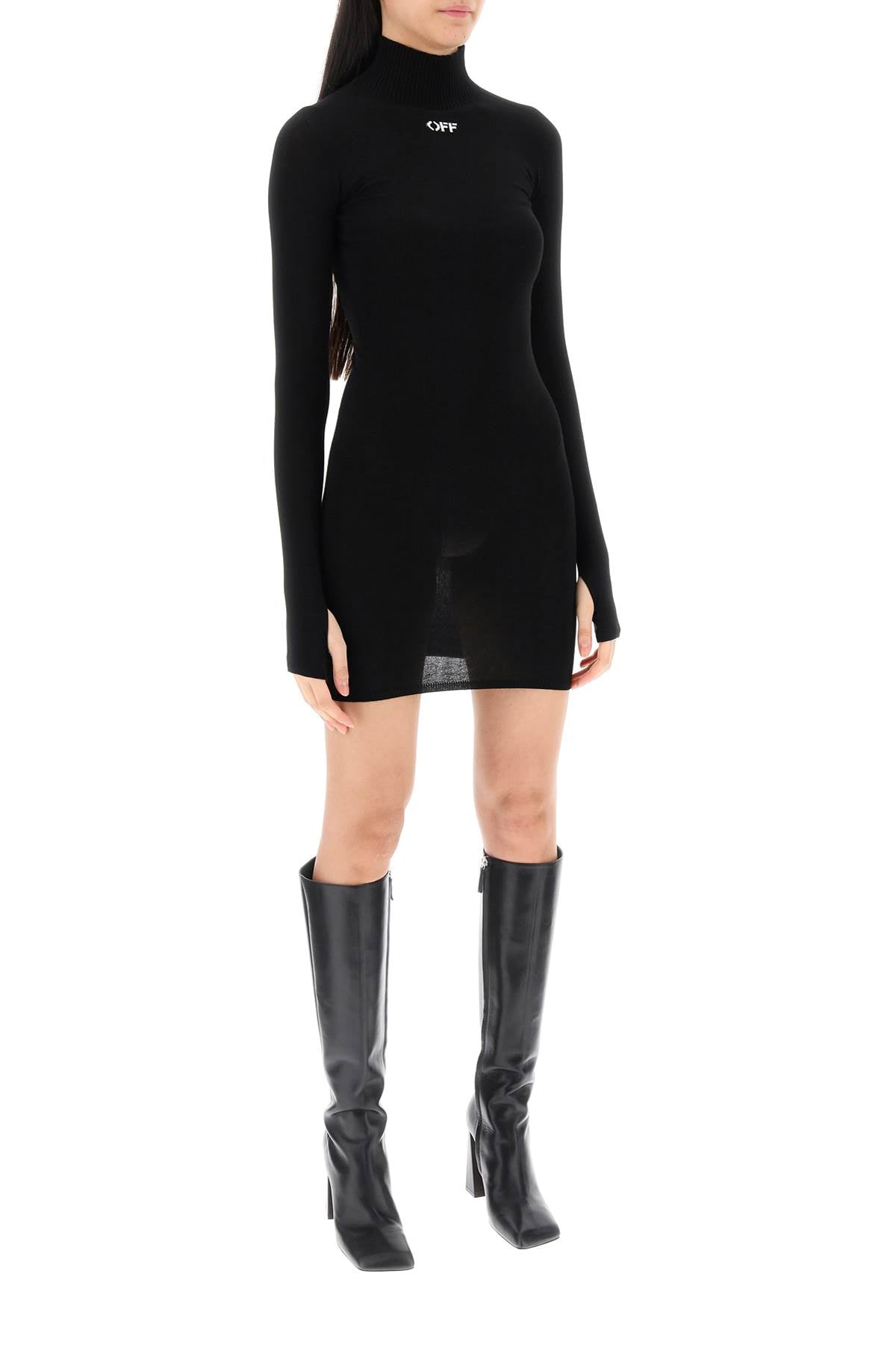 Off-White Off-white knitted mini dress with off logo