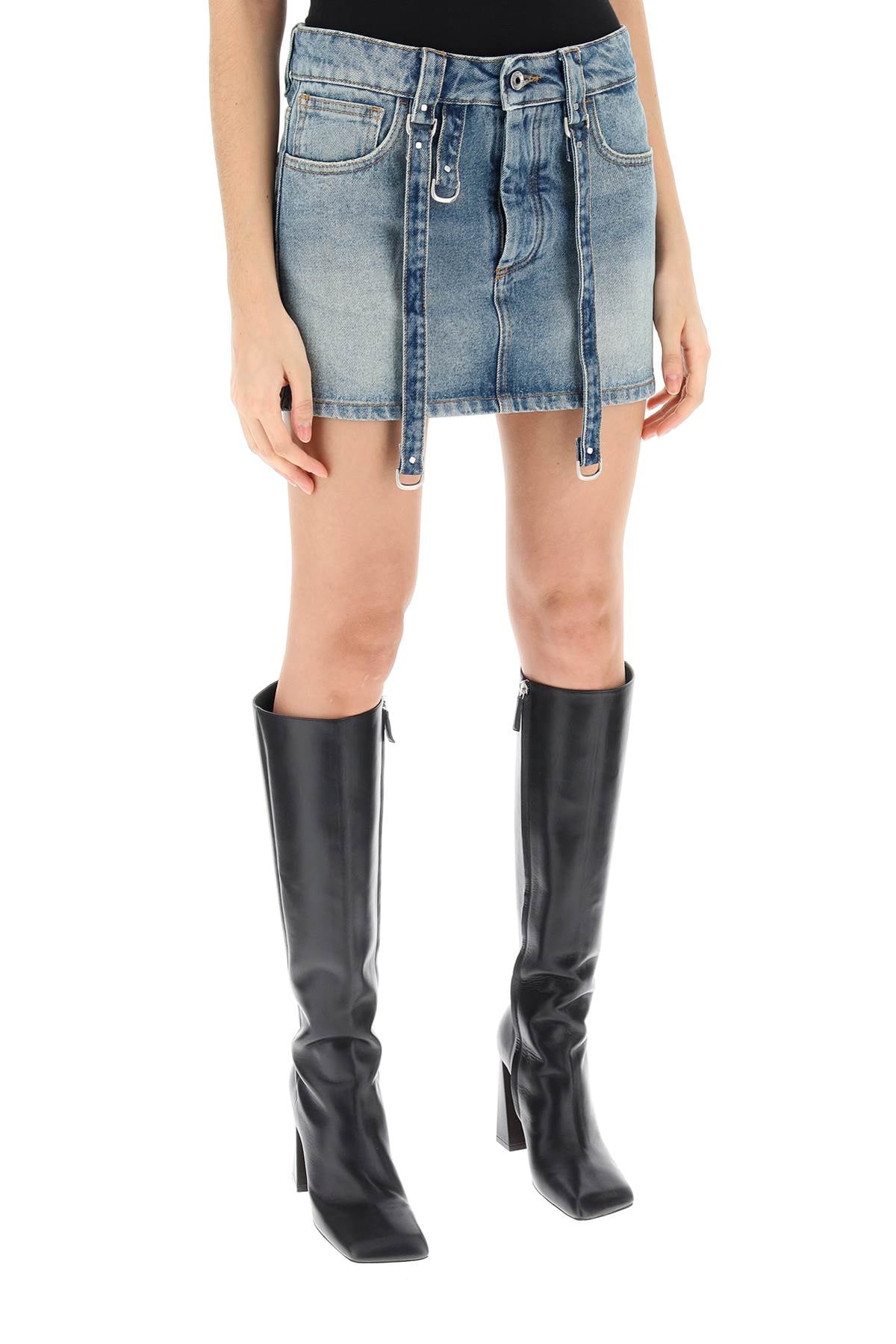 Off-White Off-white denim mini skirt with straps