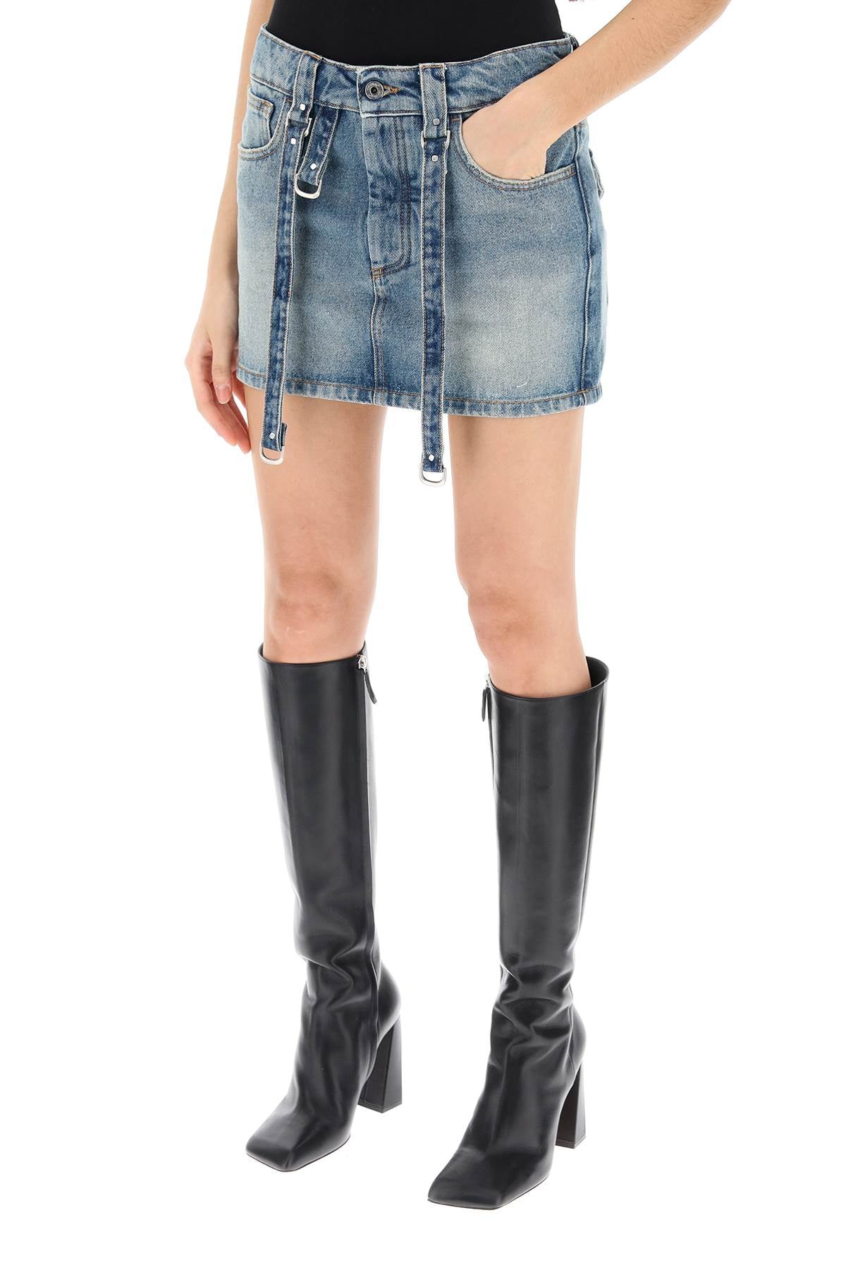 Off-White Off-white denim mini skirt with straps