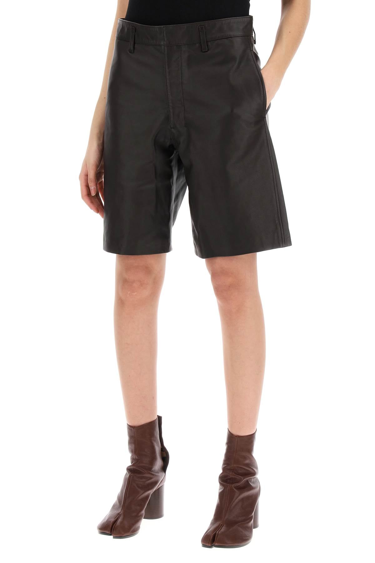 Lemaire Lemaire slim leather bermuda shorts for men