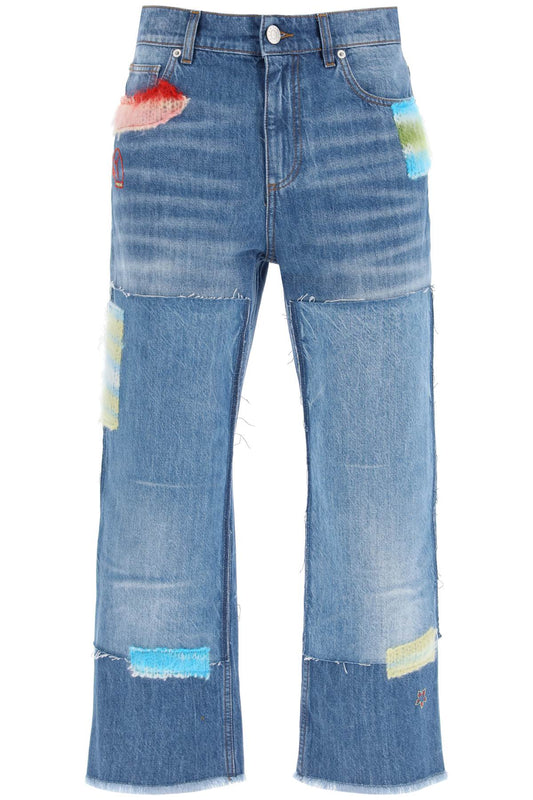 Marni Marni cropped jeans with mohair inserts