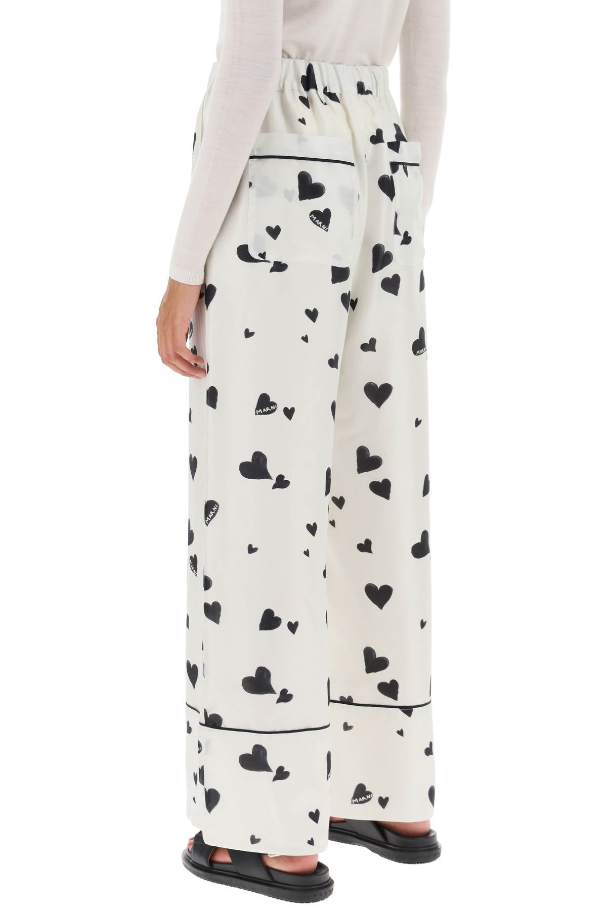 Marni Marni pajama pants with bunch of hearts motif