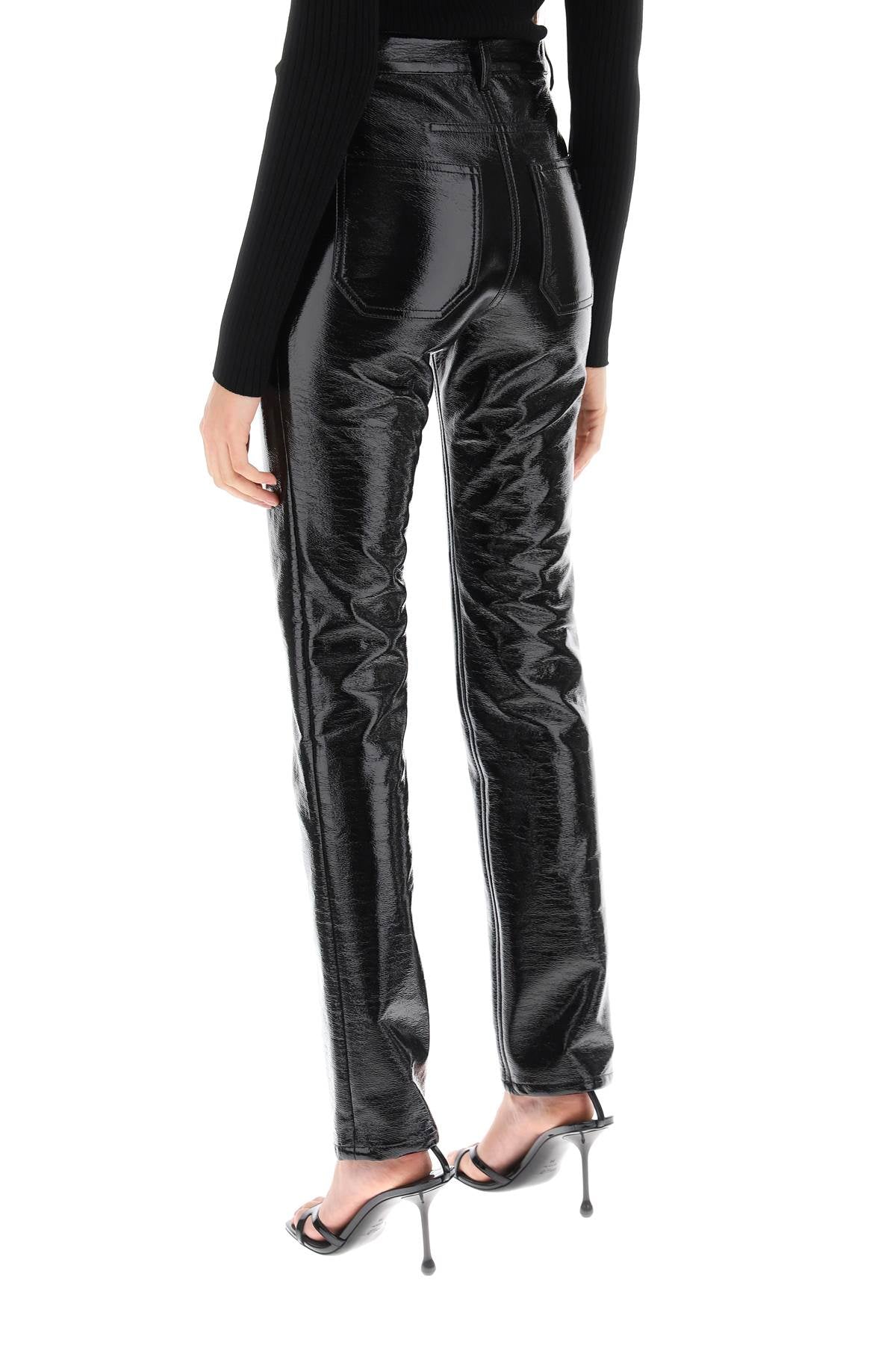 Courreges Courreges vinyl-effect coated cotton pants