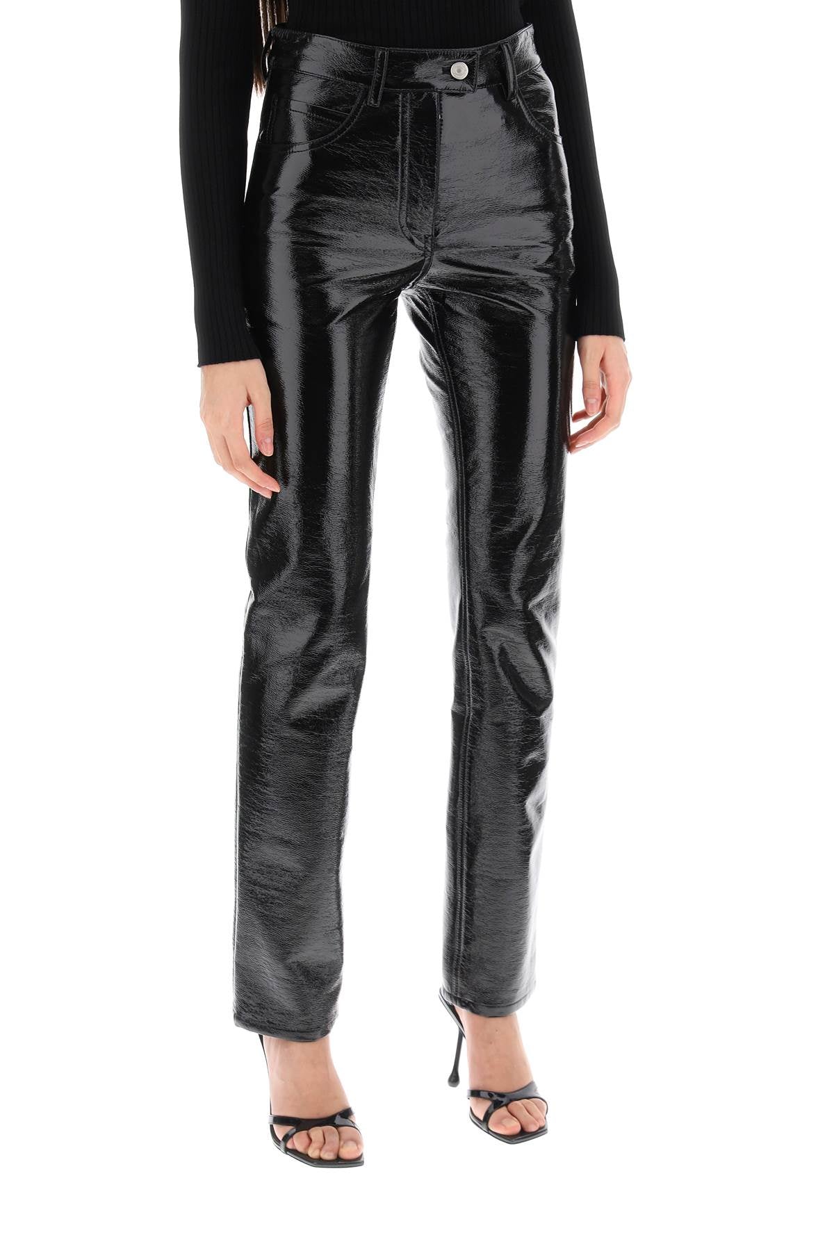 Courreges Courreges vinyl-effect coated cotton pants