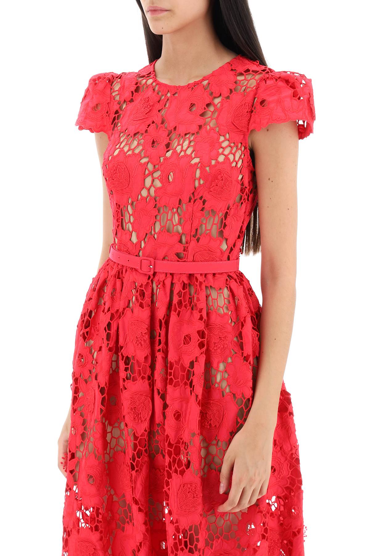 Self Portrait Self portrait 'poppy' midi dress in 3d floral lace