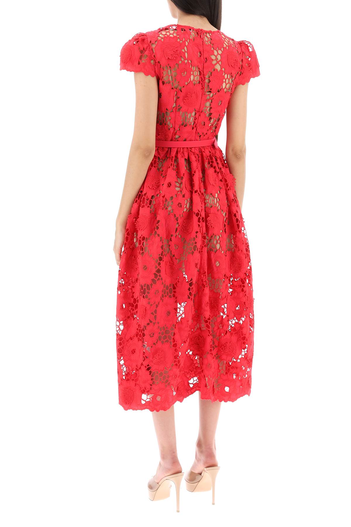 Self Portrait Self portrait 'poppy' midi dress in 3d floral lace