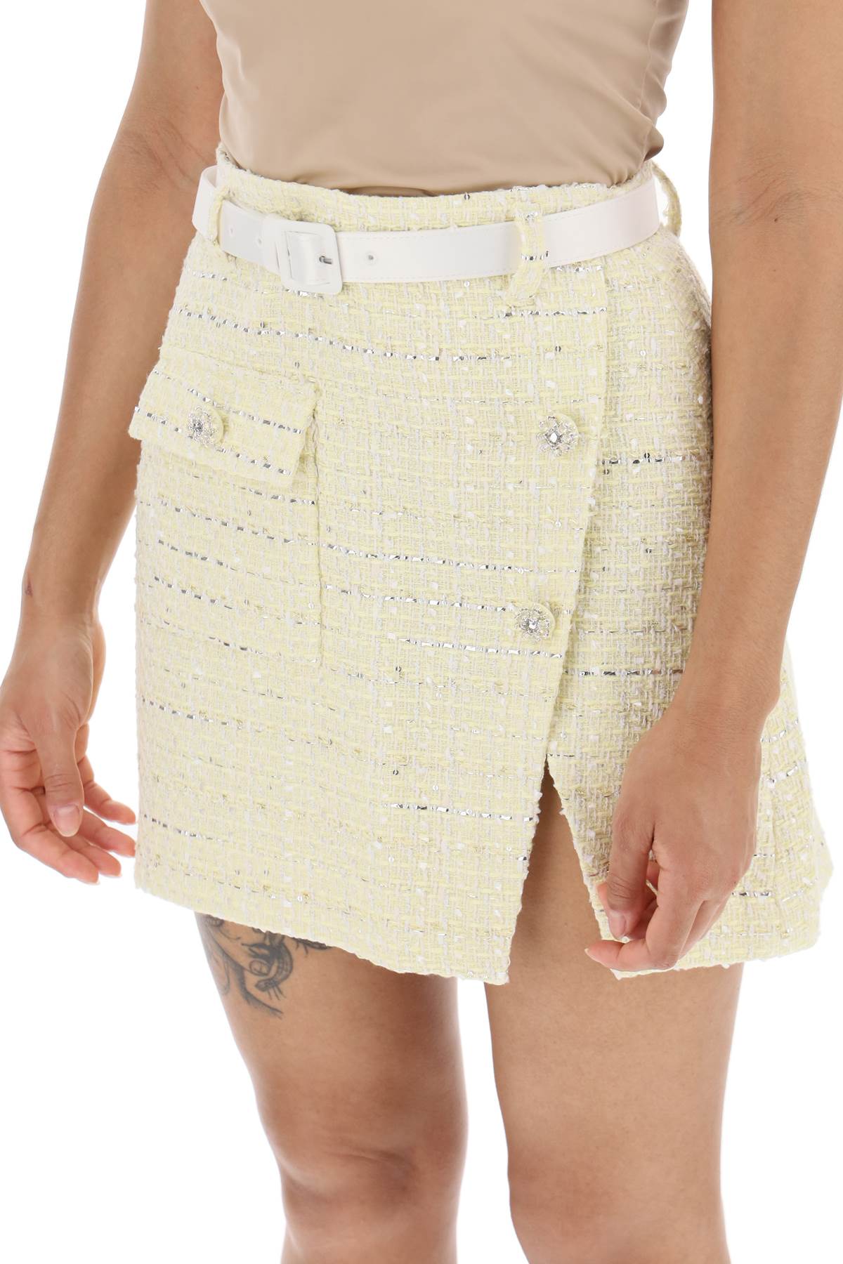 Self Portrait Self portrait wrap mini skirt in boucle tweed