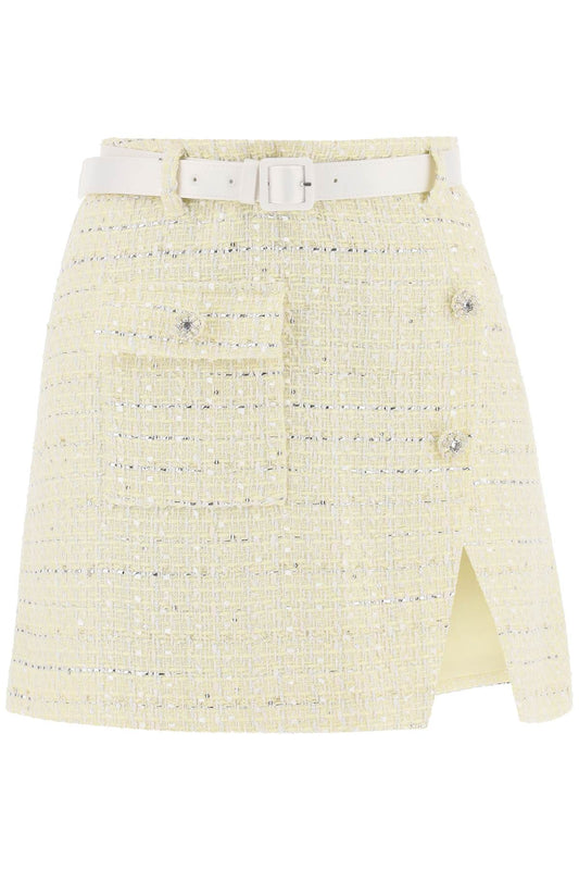 Self Portrait Self portrait wrap mini skirt in boucle tweed