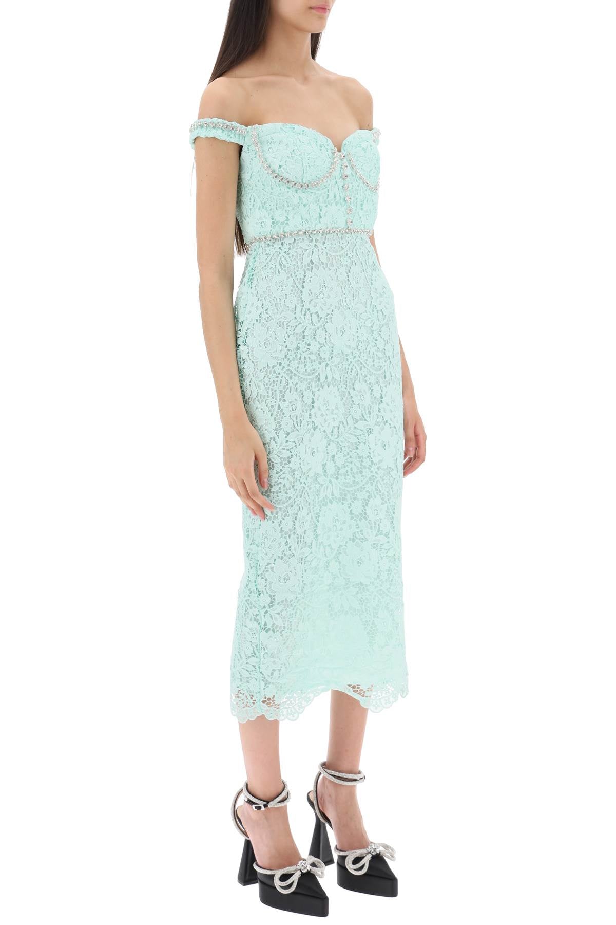 Self Portrait Self portrait midi dress in floral lace with crystals