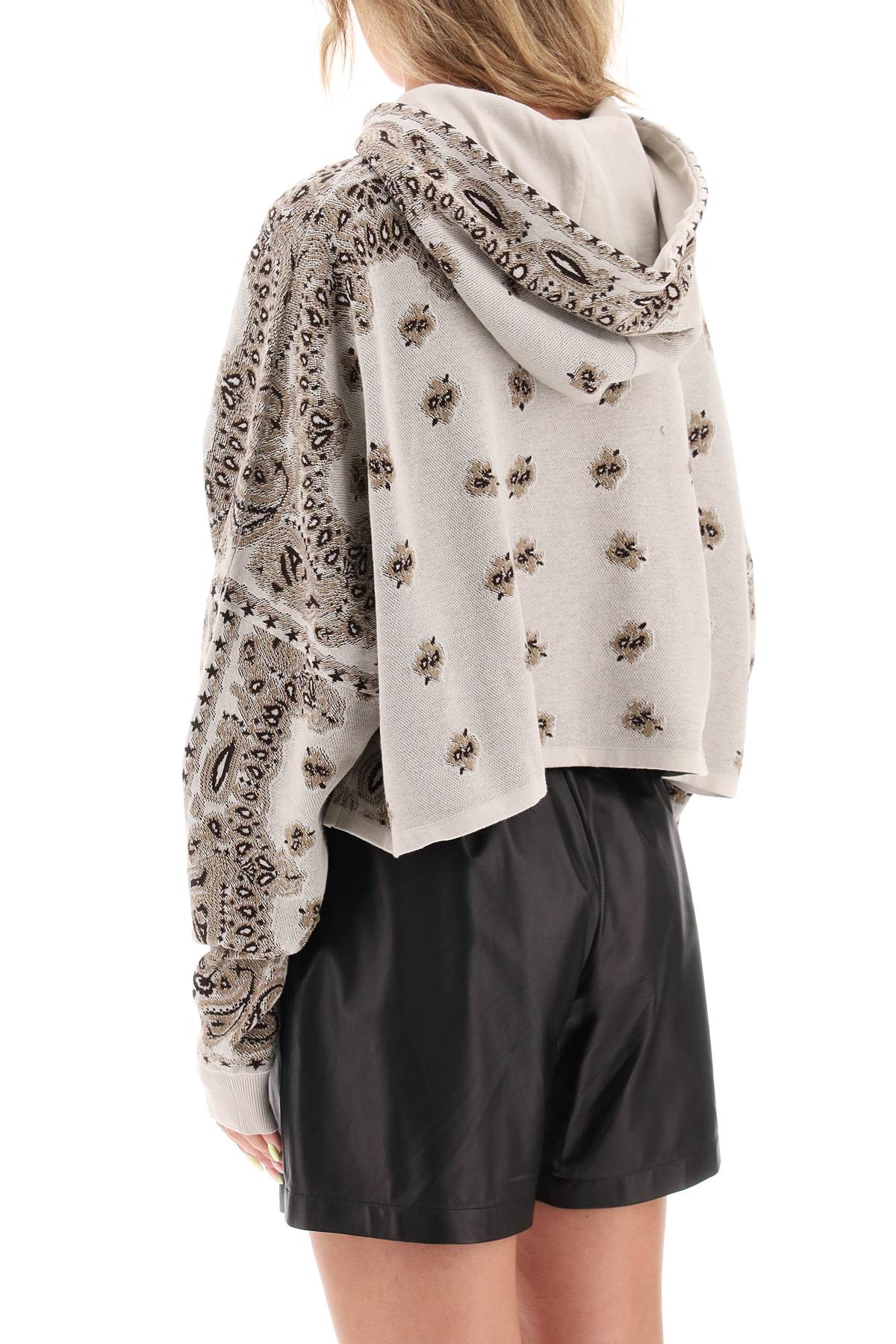 Amiri Amiri knitted cropped hoodie with bandana motif