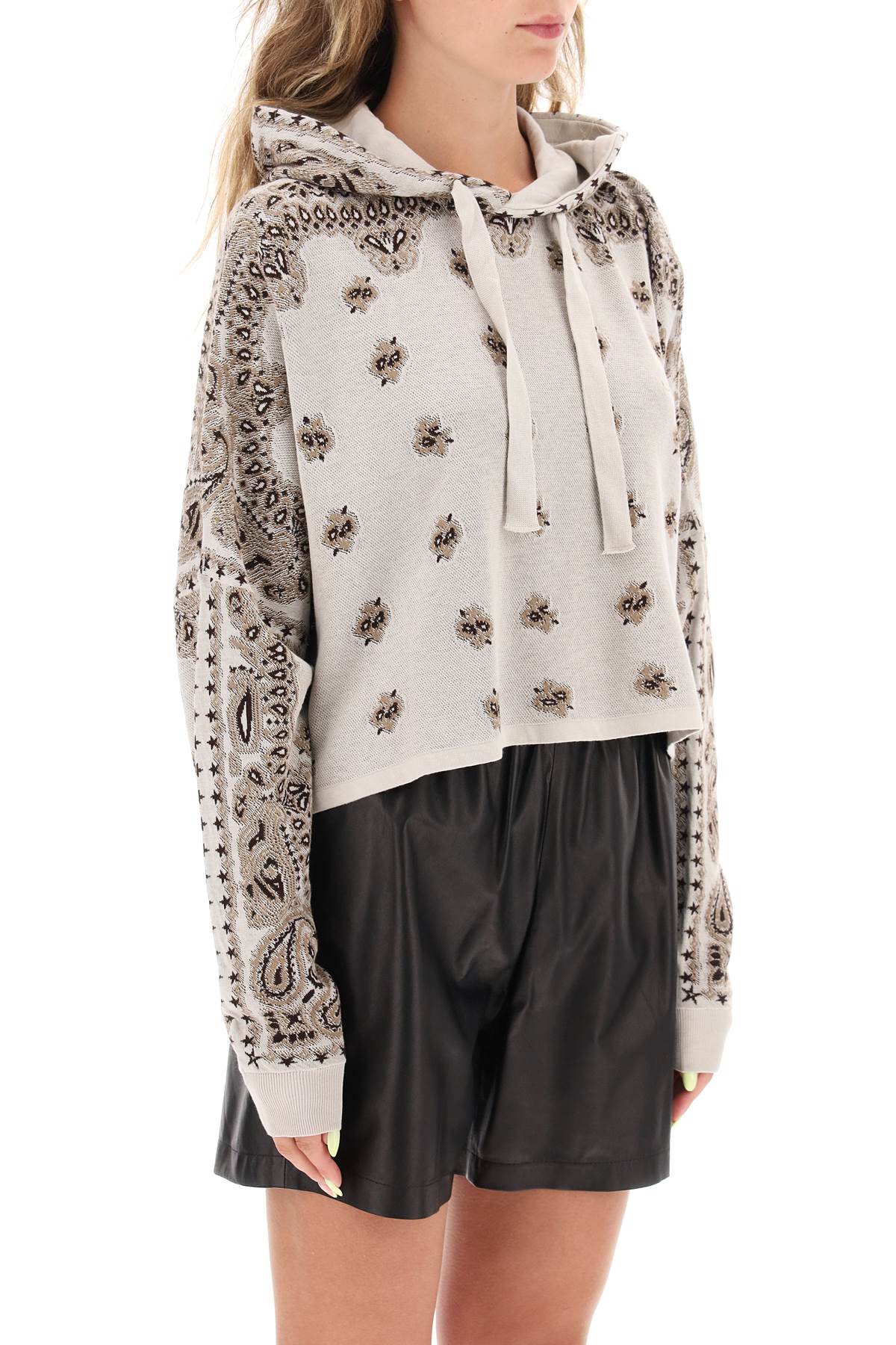 Amiri Amiri knitted cropped hoodie with bandana motif