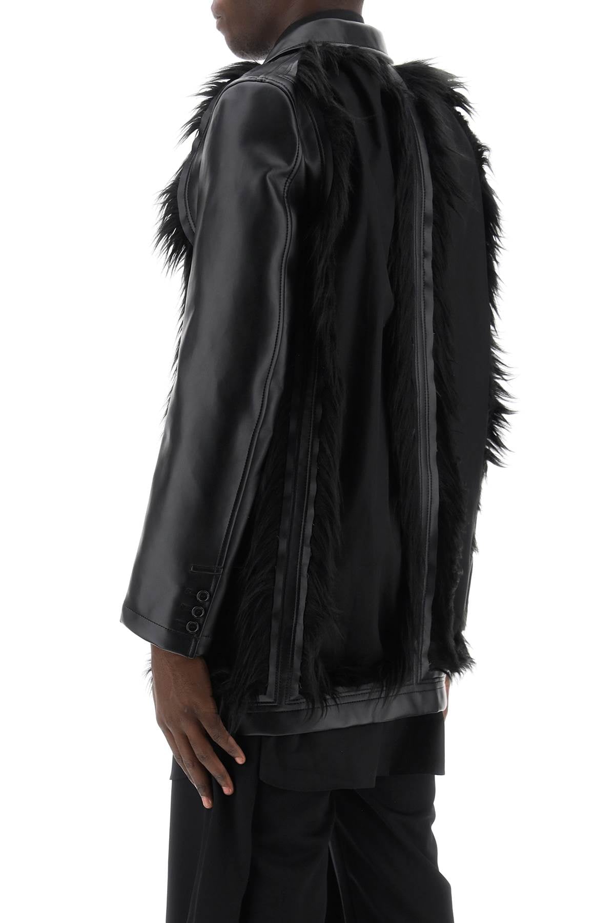 Comme Des Garcons Homme Plus Comme des garcons homme plus faux leather destroyed balzer with eco-fur trims