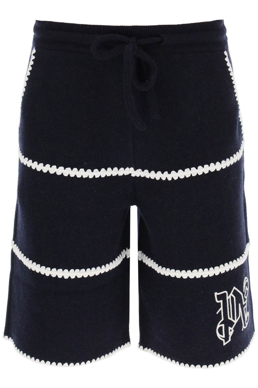 Palm Angels Palm angels wool knit shorts with contrasting trims