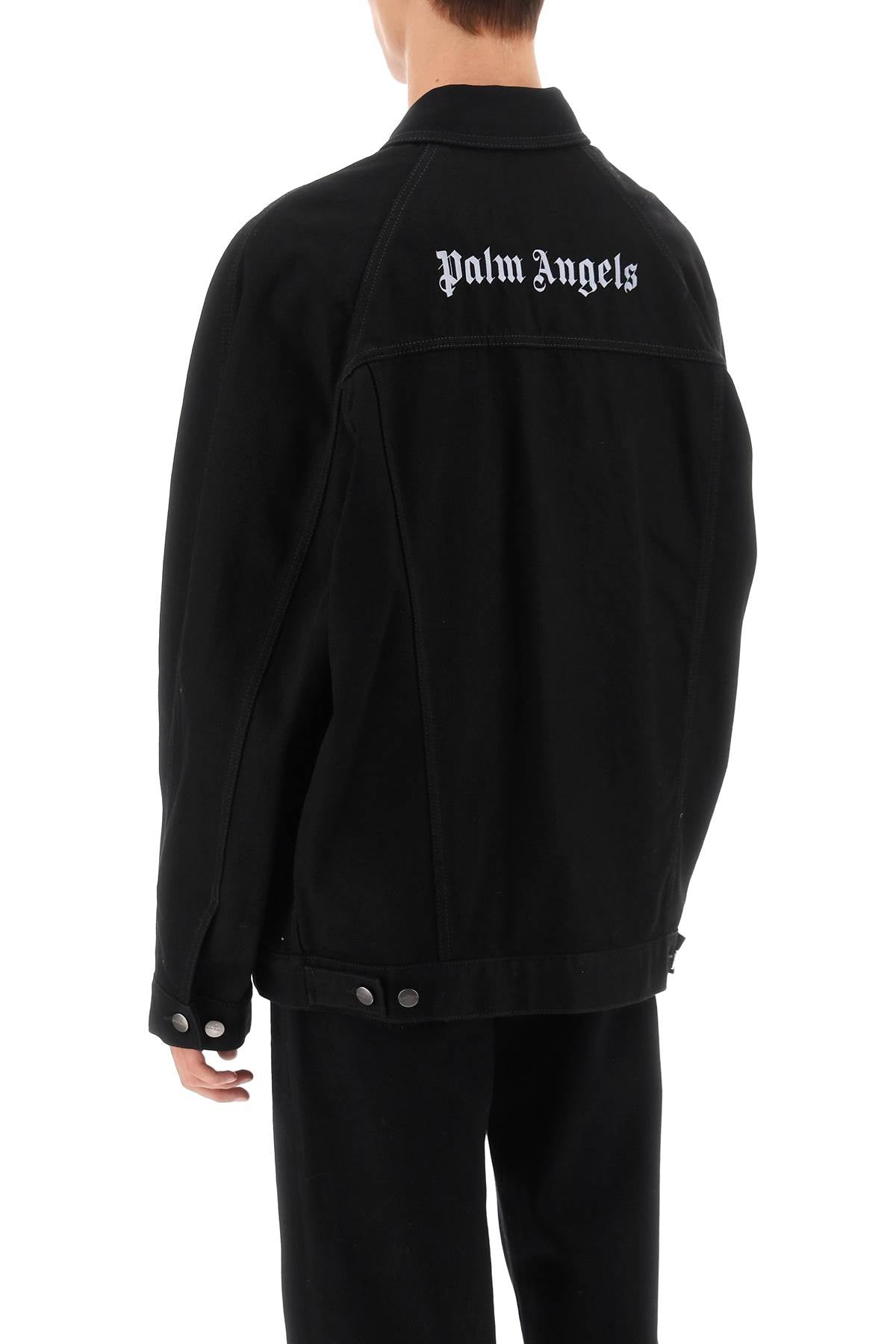 Palm Angels Palm angels denim jacket with logo embroidery