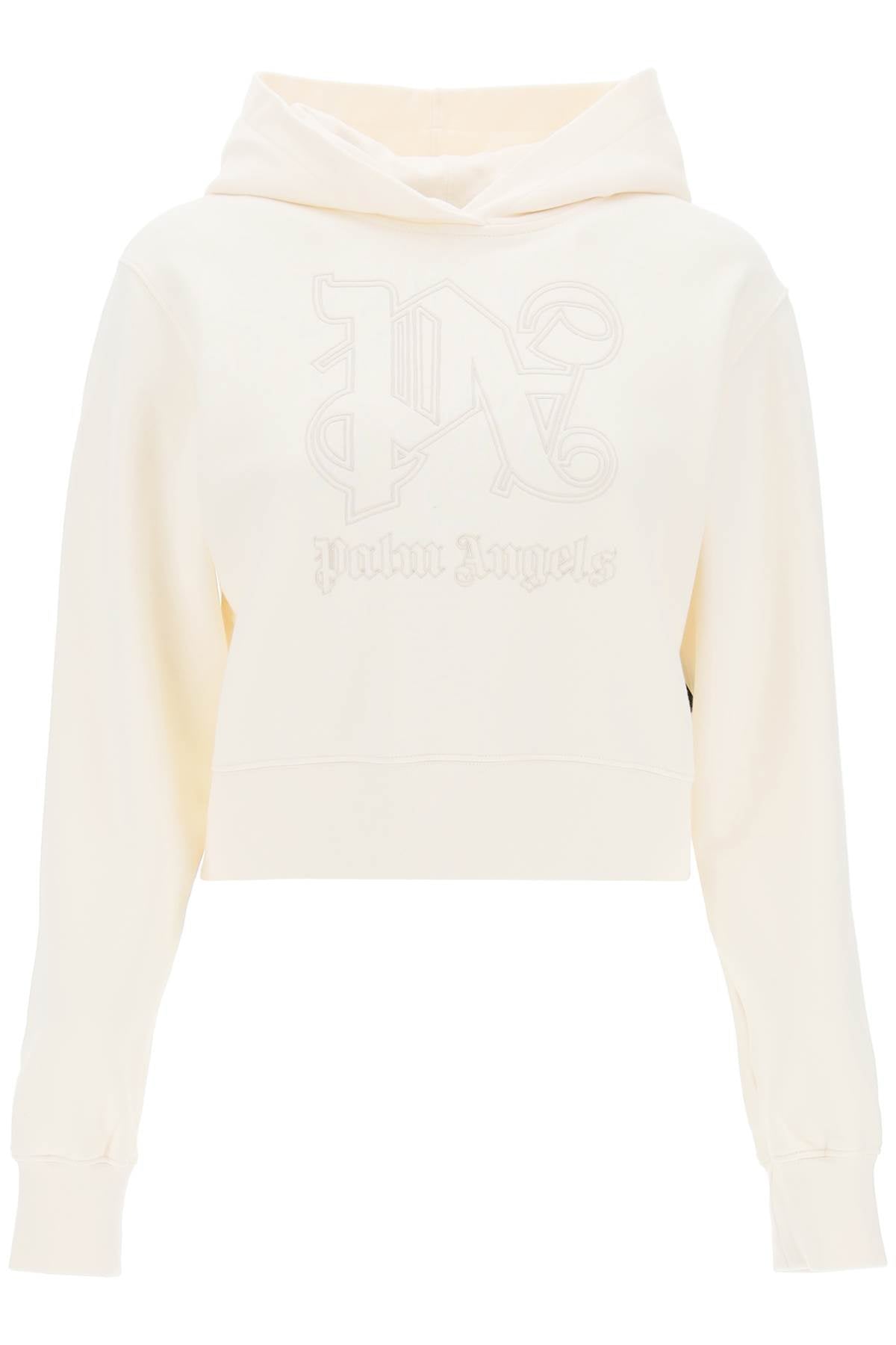 Palm Angels Palm angels cropped hoodie with monogram embroidery