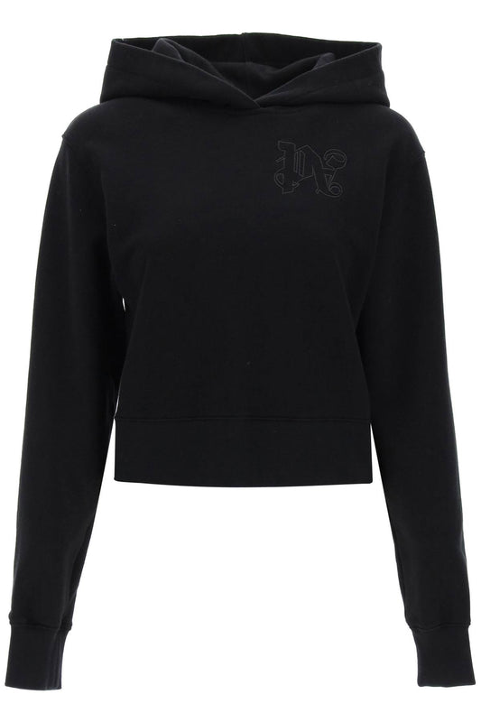 Palm Angels Palm angels cropped hoodie with monogram embroidery