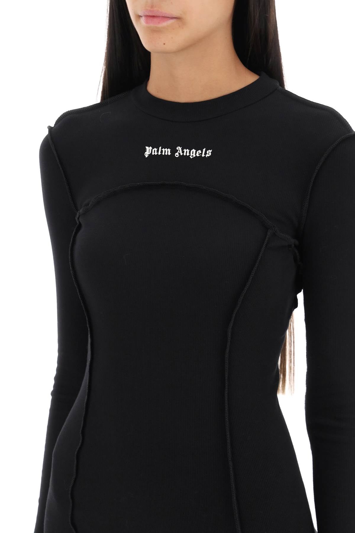 Palm Angels Palm angels long-sleeved mini dress in ribbed jersey