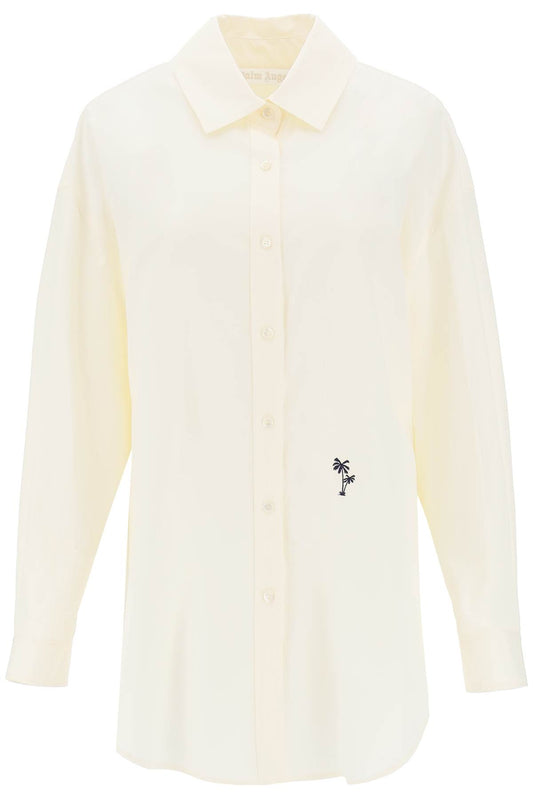 Palm Angels Palm angels poplin shirt with palm embroidery