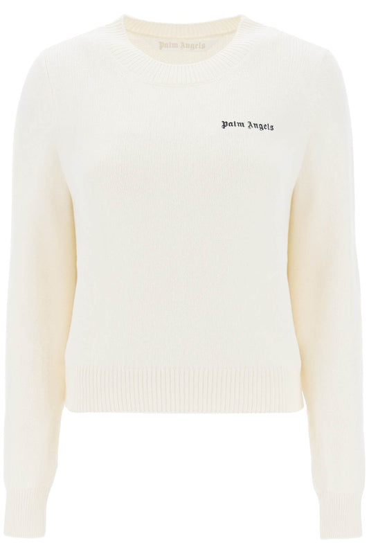 Palm Angels Palm angels cropped sweater with logo embroidery