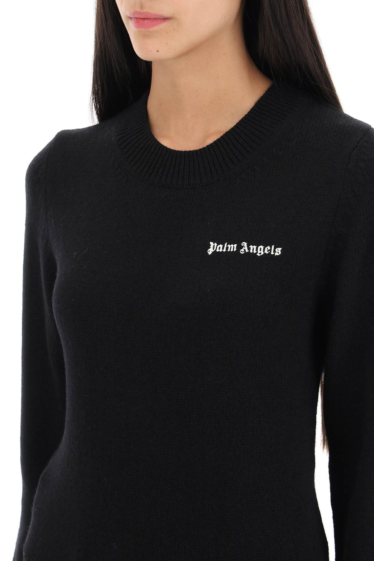 Palm Angels Palm angels cropped sweater with logo embroidery