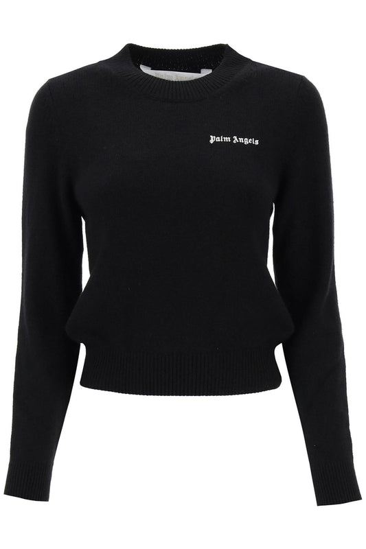 Palm Angels Palm angels cropped sweater with logo embroidery