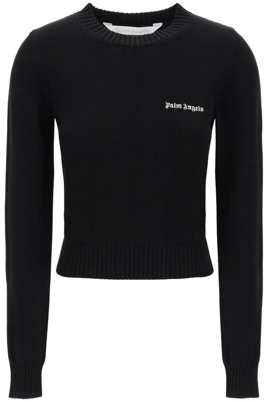 Palm Angels Palm angels pullover cropped con ricamo logo