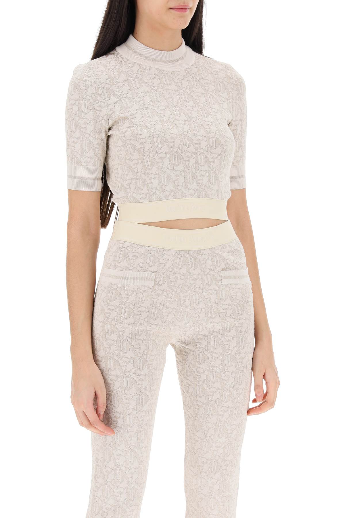 Palm Angels Palm angels monogram cropped top in lurex knit