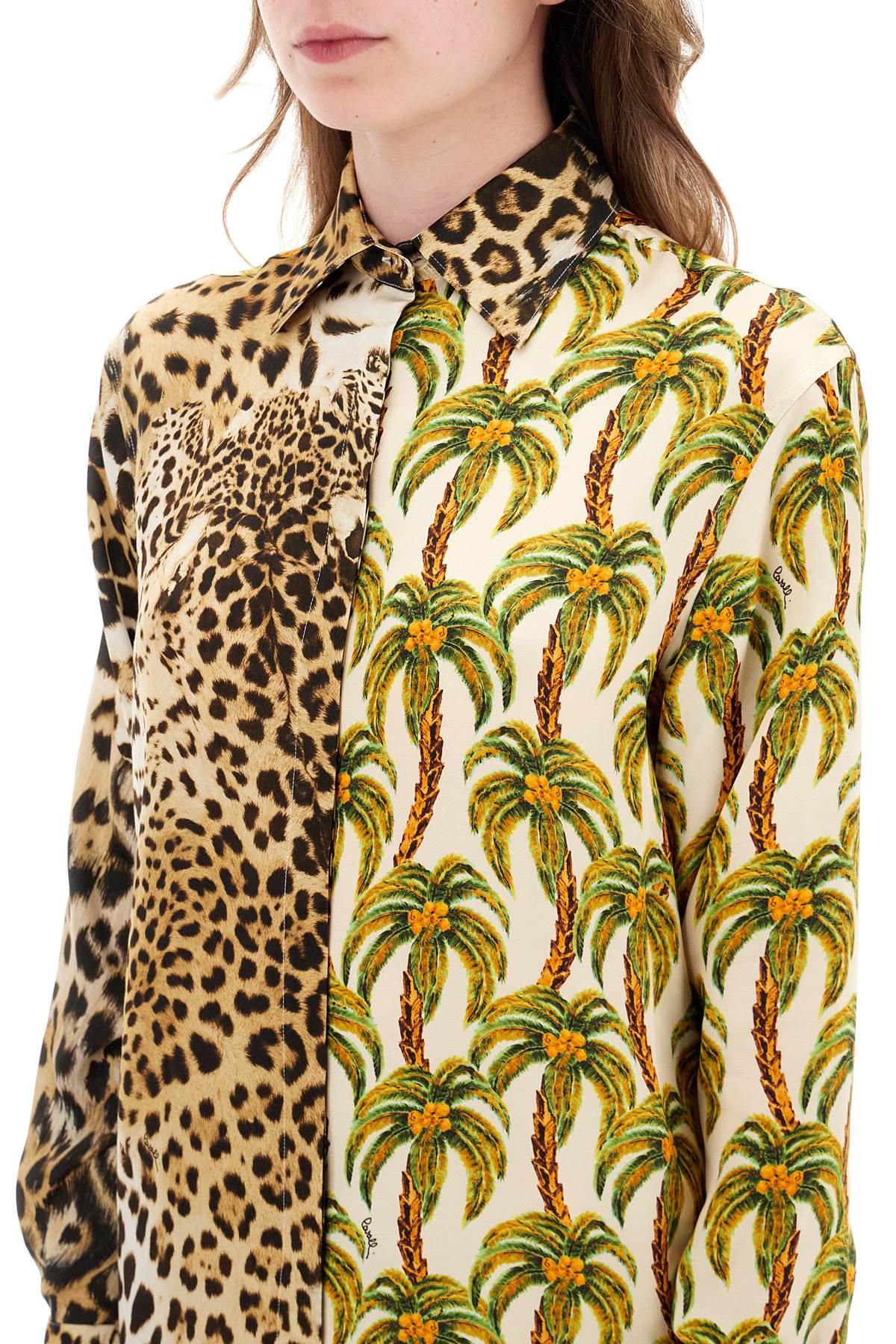 Roberto Cavalli Roberto cavalli jaguar and palm tree printed shirt