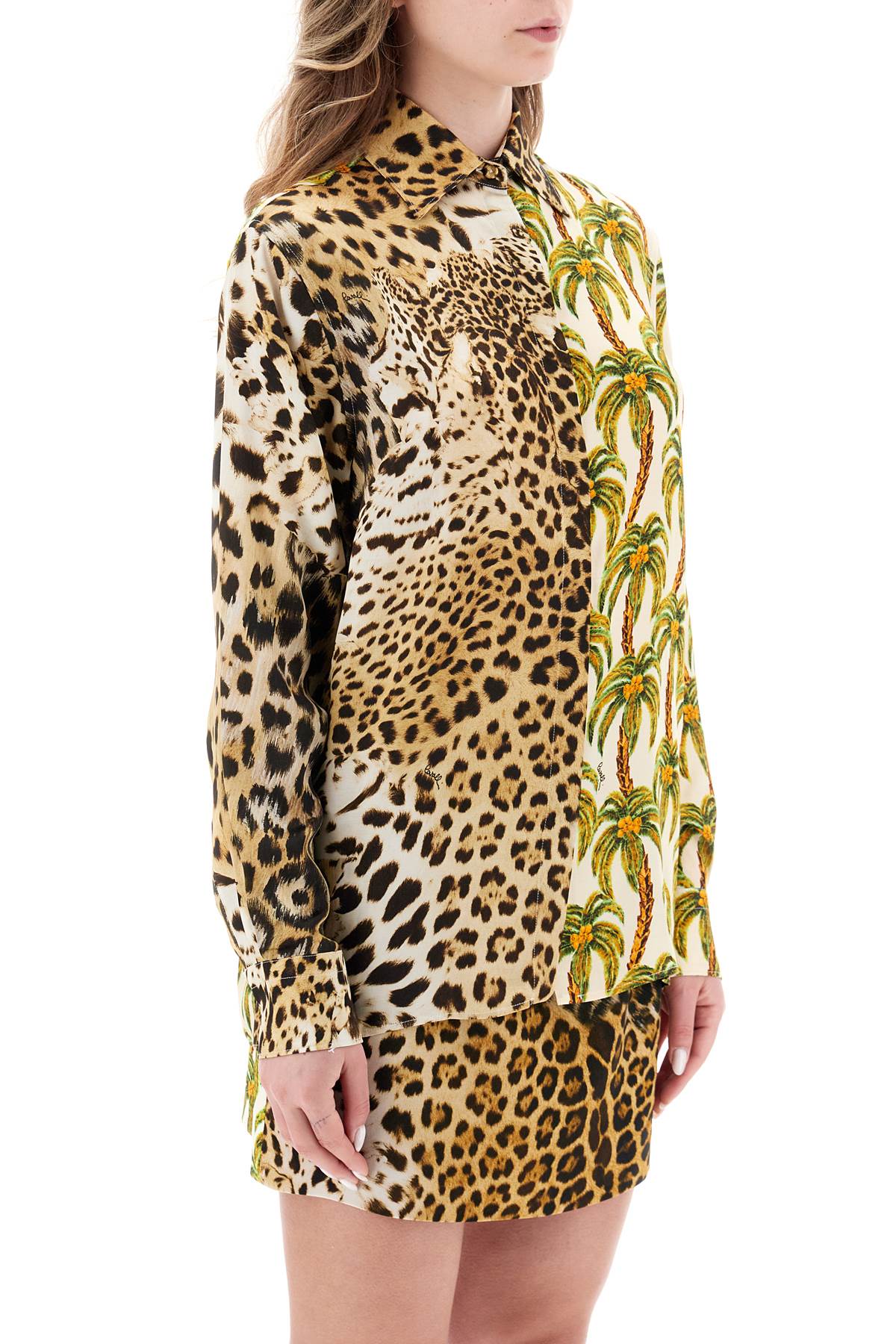 Roberto Cavalli Roberto cavalli jaguar and palm tree printed shirt