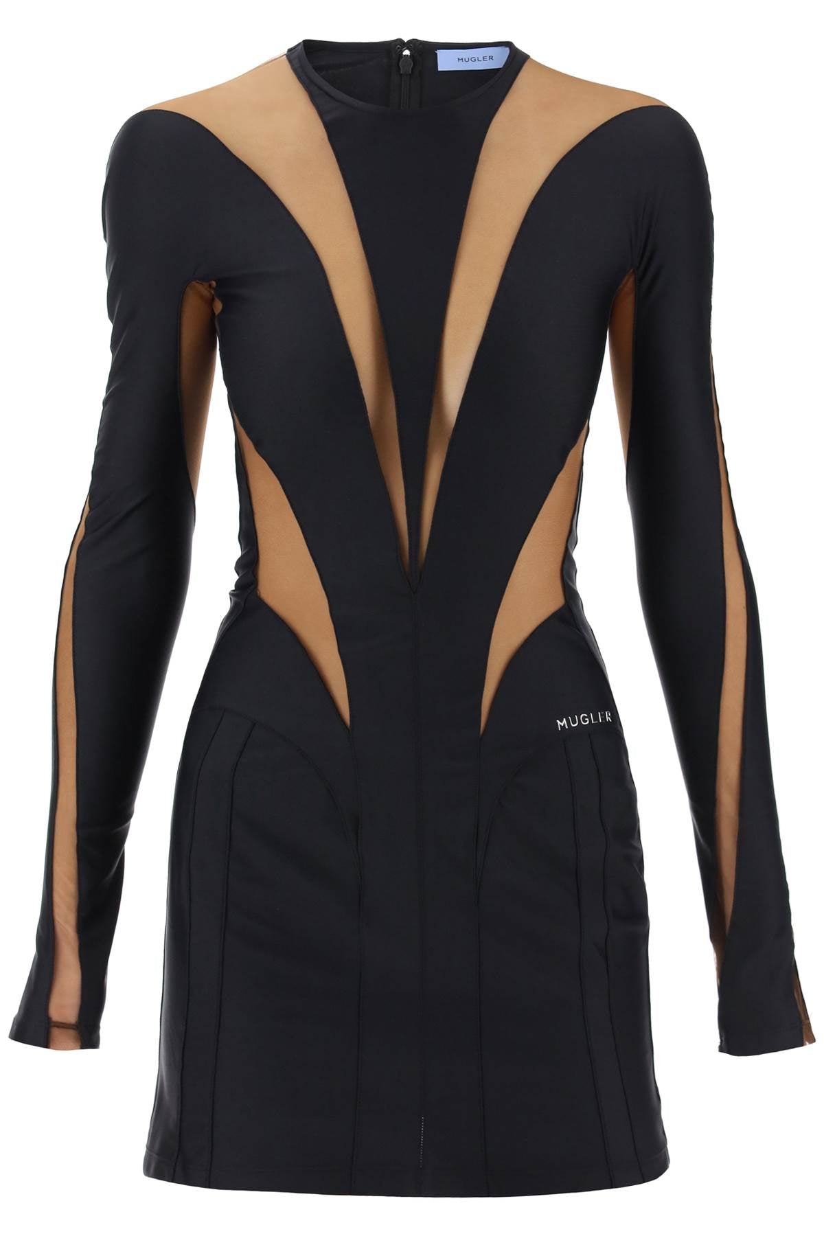 Mugler Mugler illusion long sleeve mini dress