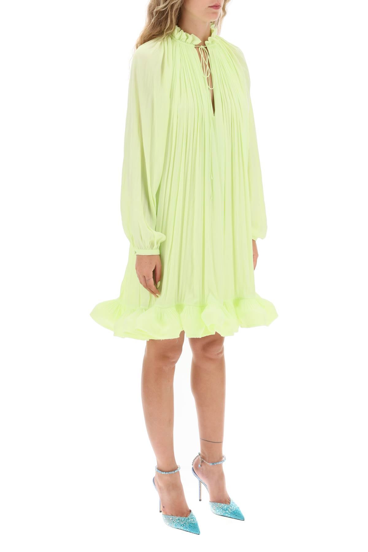 Lanvin Lanvin short ruffled dress in charmeuse