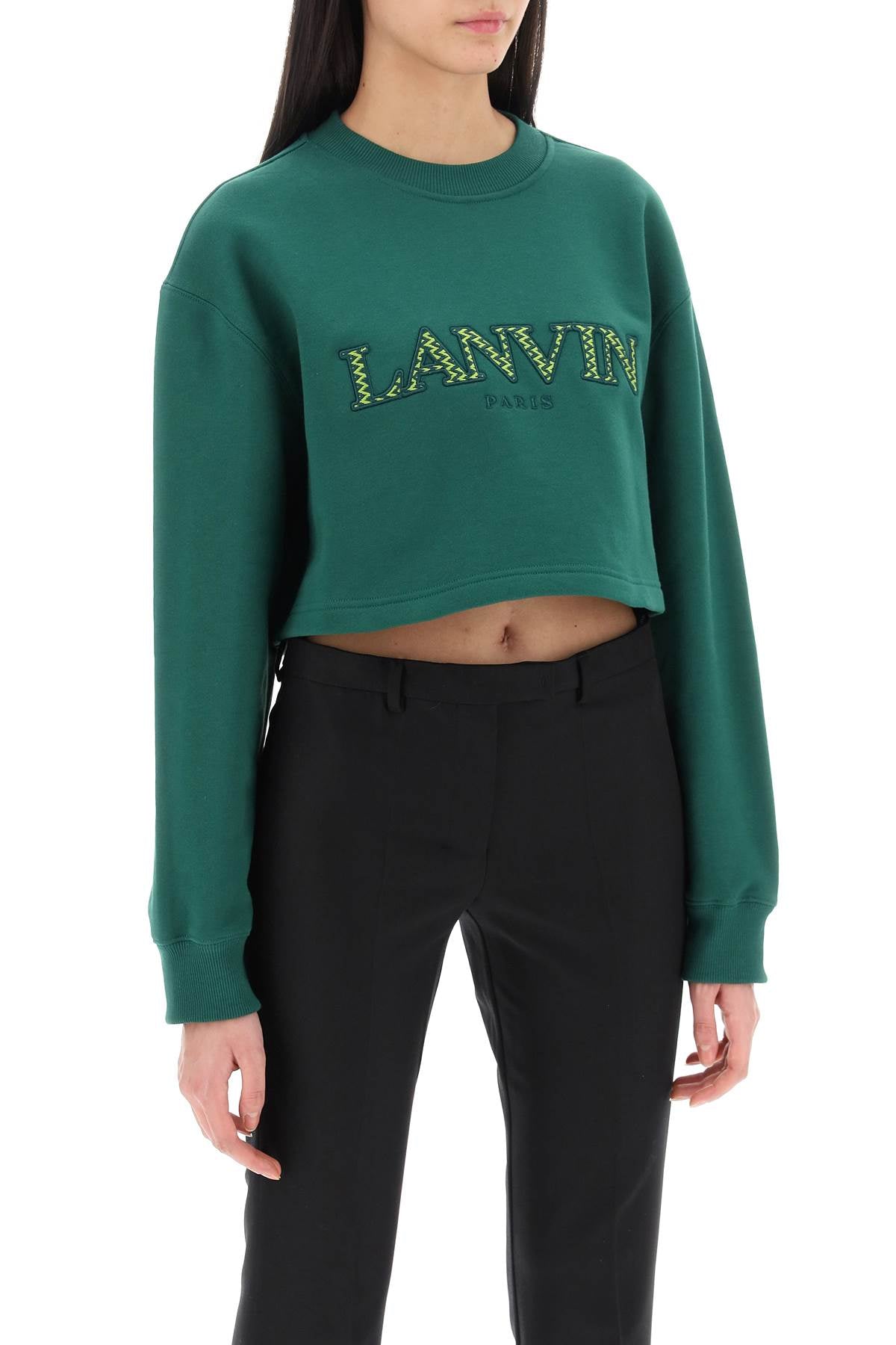 Lanvin Lanvin cropped sweatshirt with embroidered logo patch