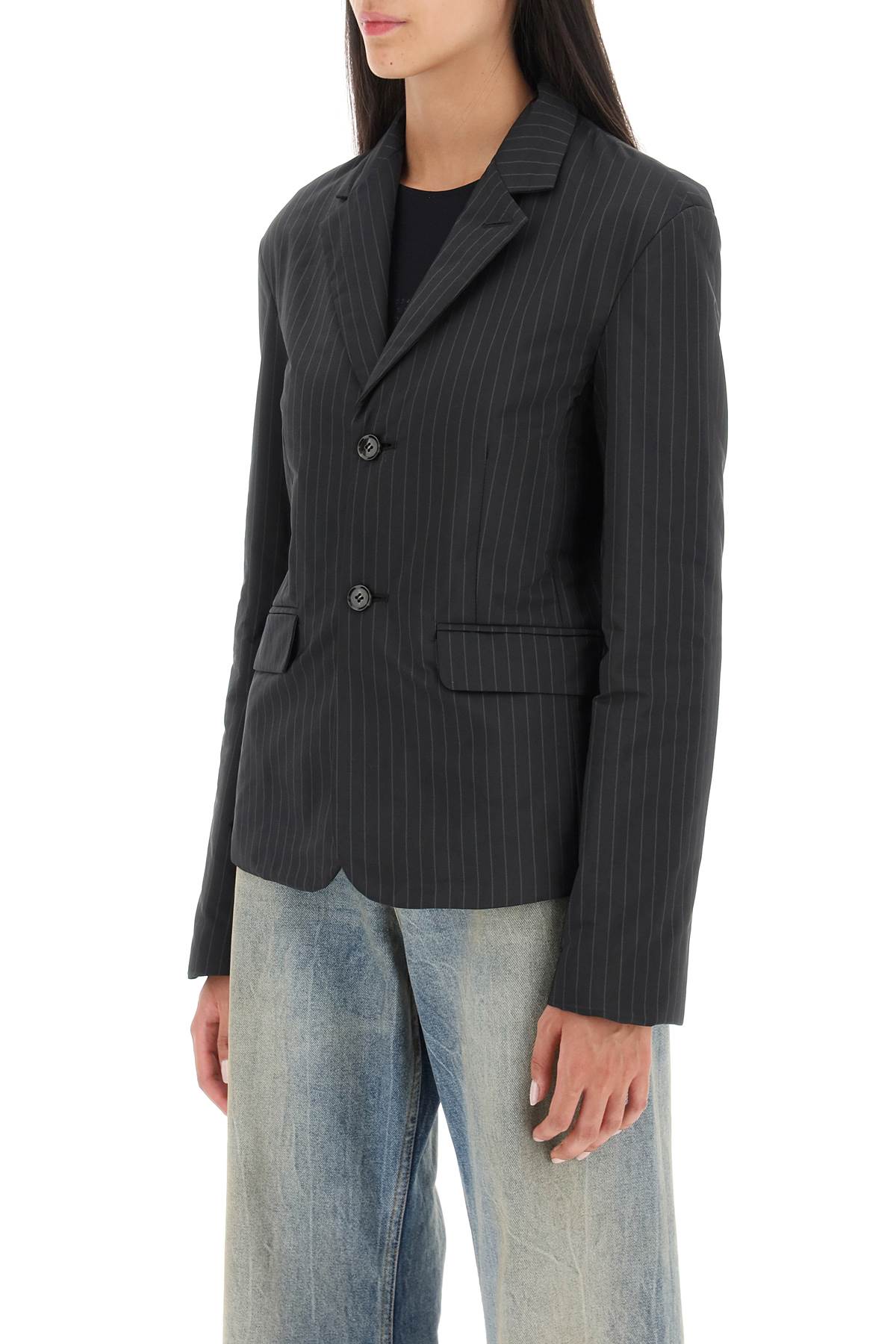 MM6 Maison Margiela Mm6 maison margiela padded blazer with pinstripe motif