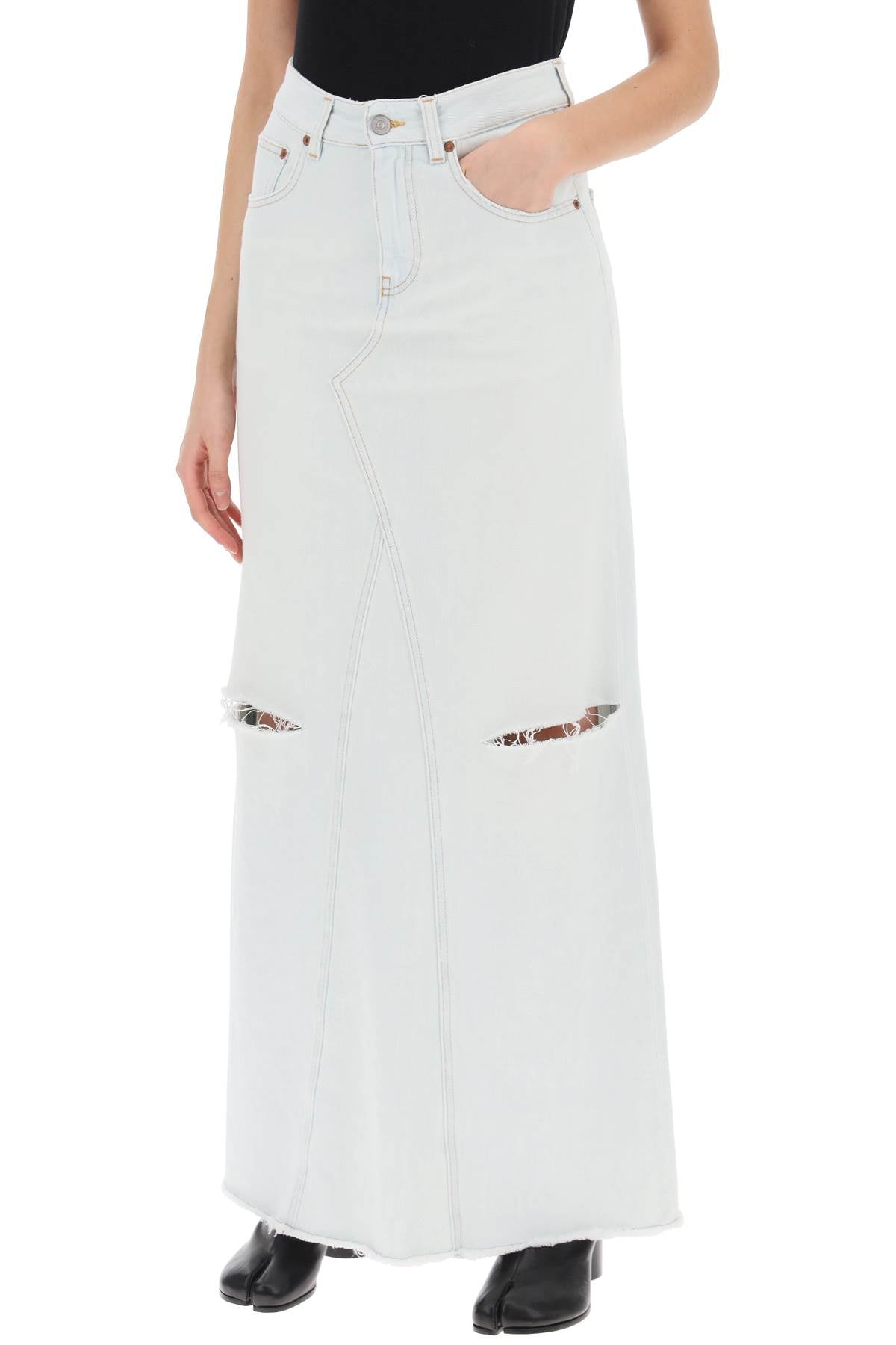 MM6 Maison Margiela Mm6 maison margiela distressed denim maxi skirt in