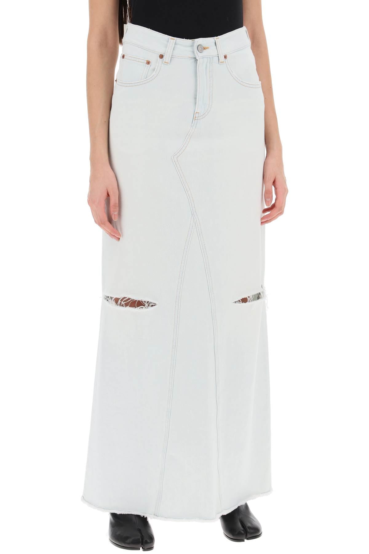 MM6 Maison Margiela Mm6 maison margiela distressed denim maxi skirt in