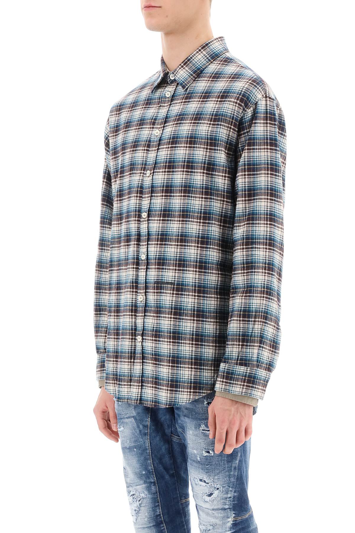 Dsquared2 Dsquared2 check shirt with layered sleeves