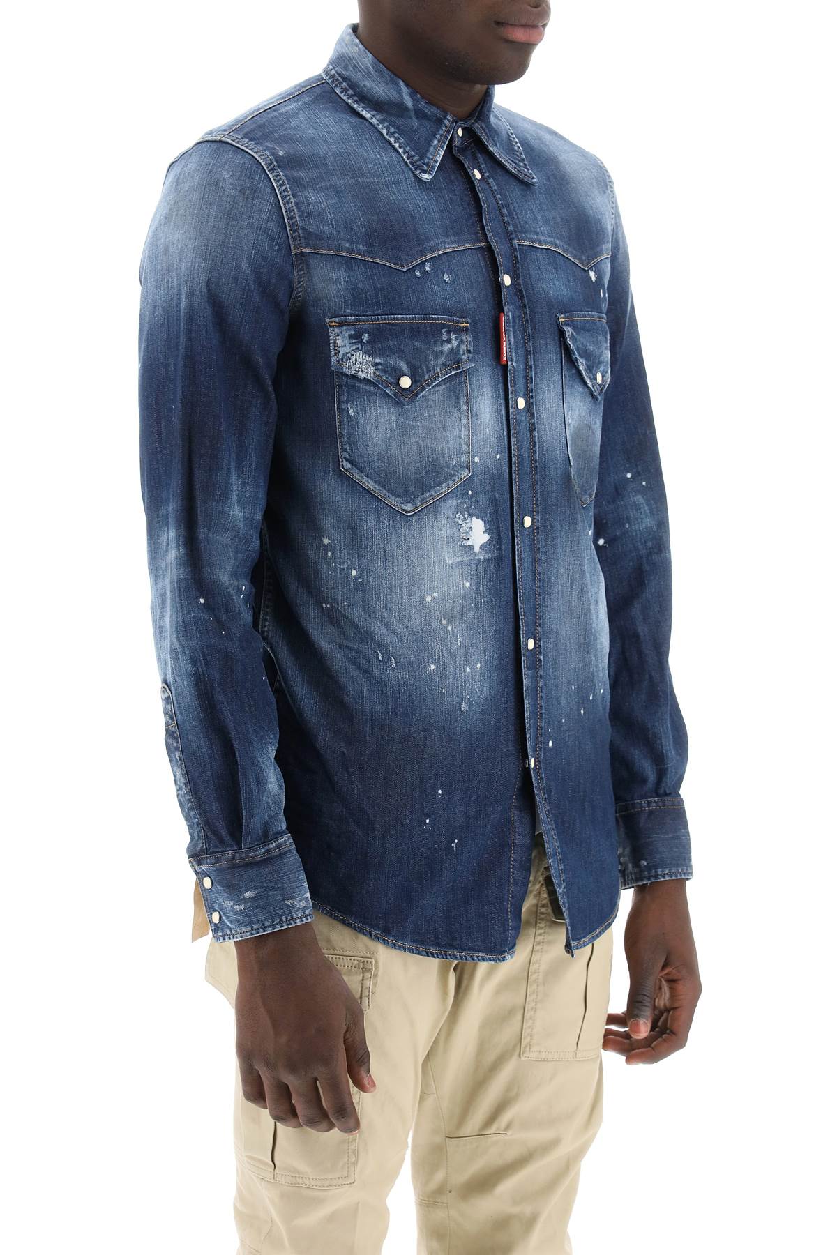 Dsquared2 Dsquared2 western shirt in used denim