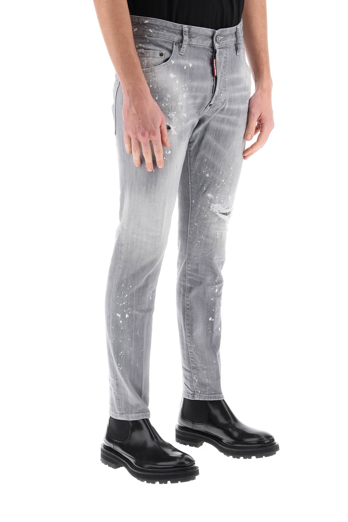 Dsquared2 Dsquared2 skater jeans in grey spotted wash