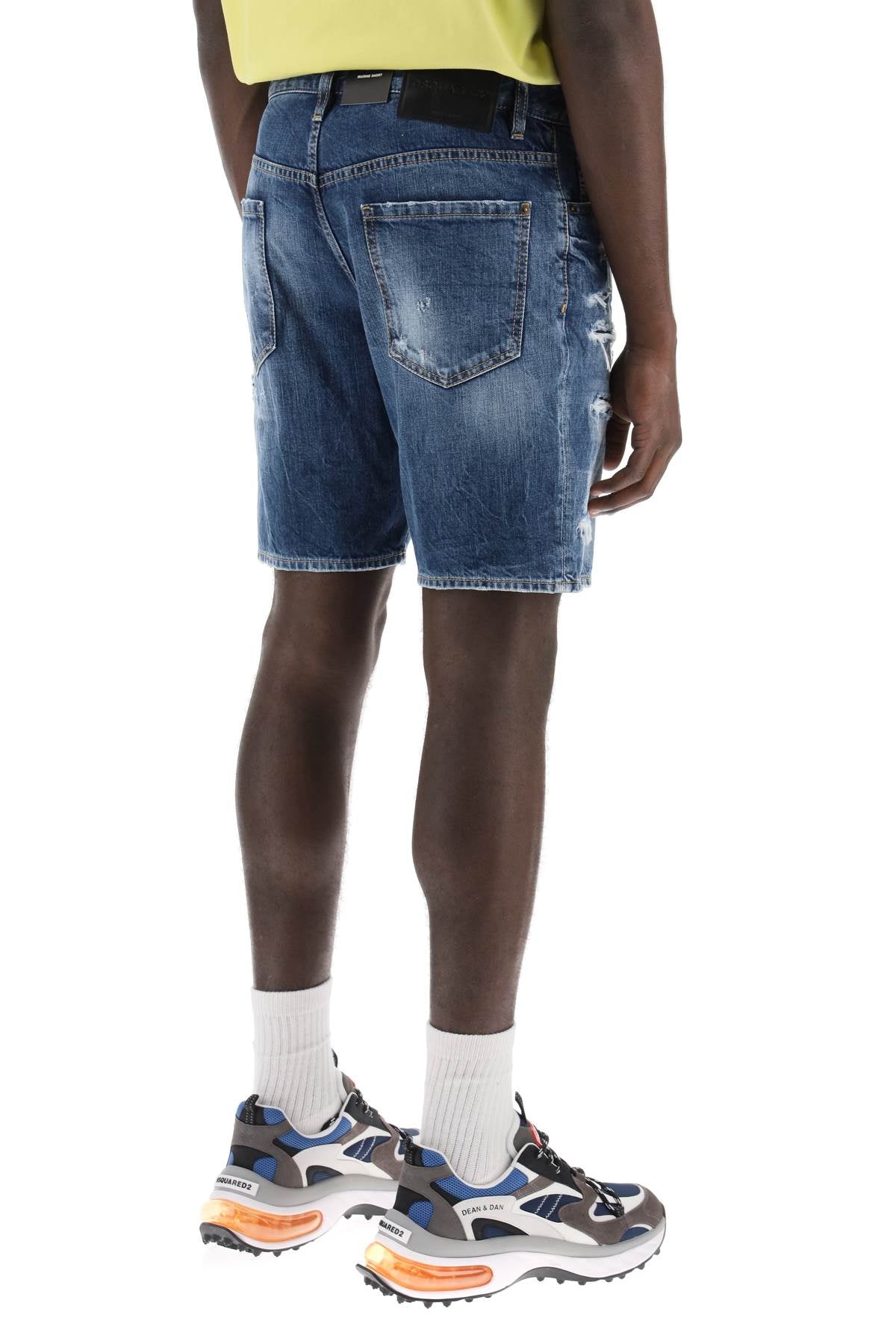 Dsquared2 Dsquared2 marine shorts in dark ripped wash denim