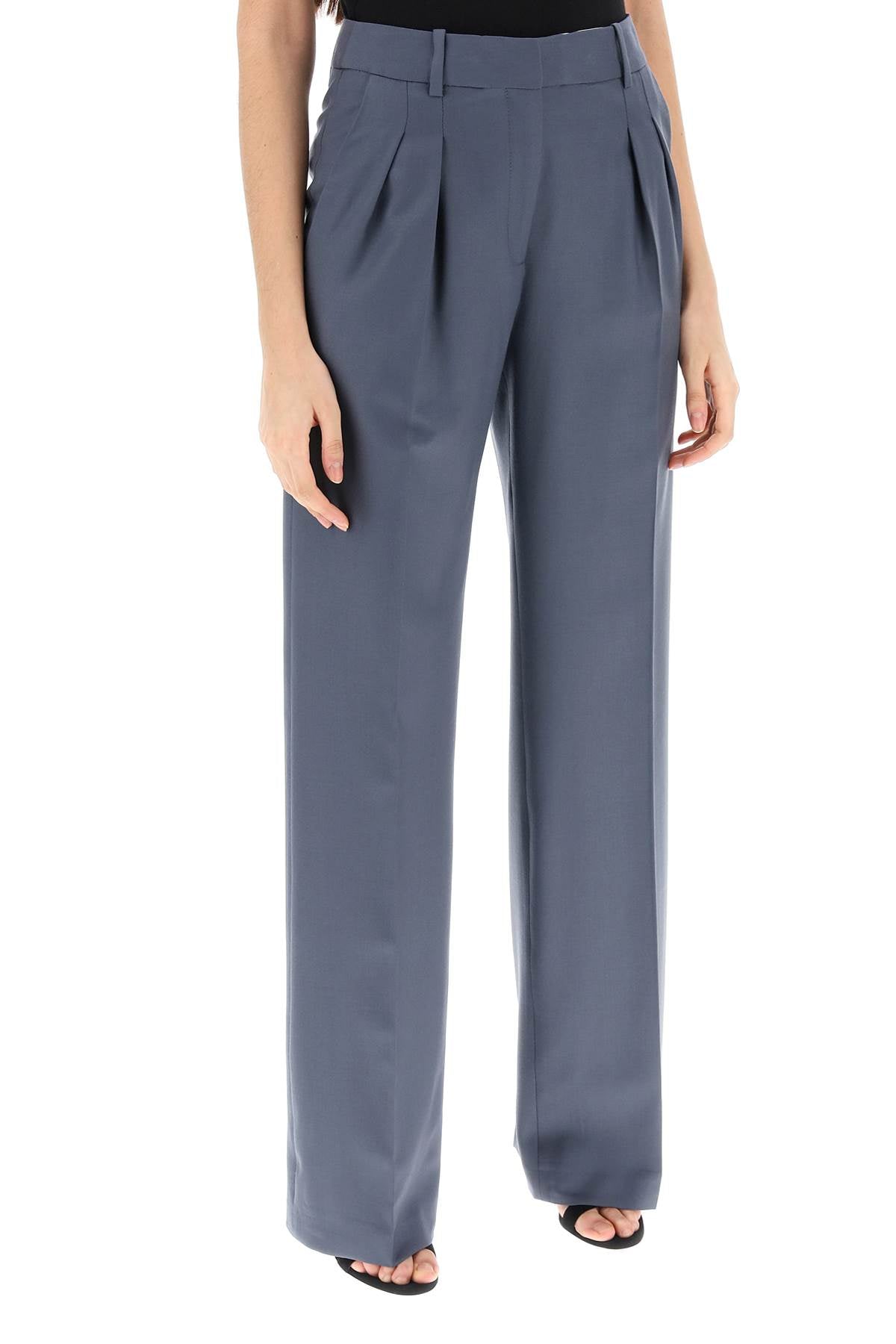 Loulou Studio Loulou studio sbiru double pleat trousers