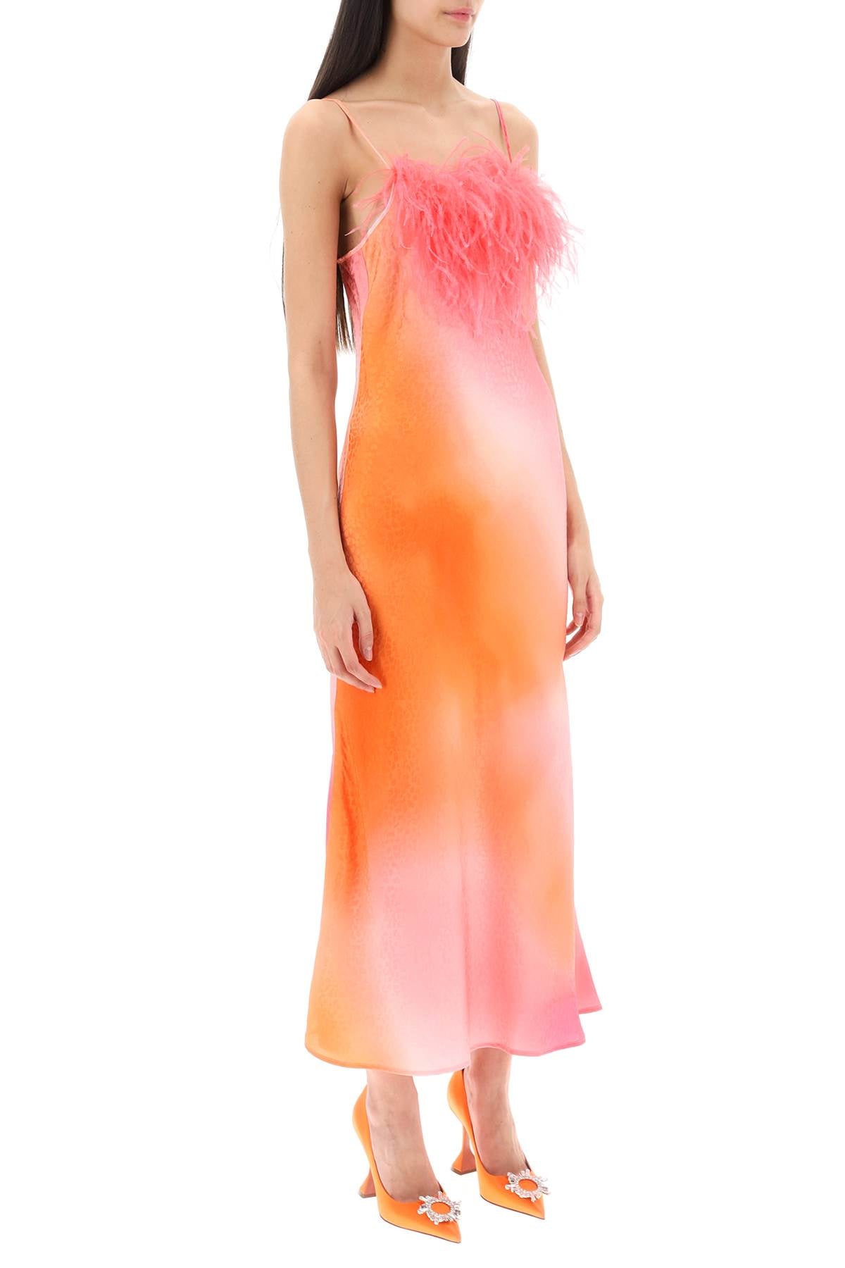 Art Dealer Art dealer 'ella' maxi slip dress in jacquard satin with feathers