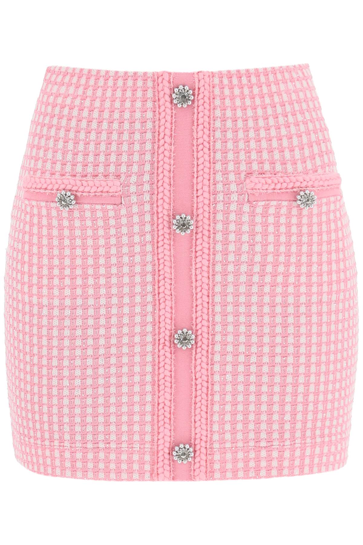 Self Portrait Self portrait lurex knitted mini skirt with diamanté buttons