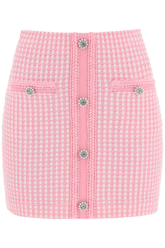 Self Portrait Self portrait lurex knitted mini skirt with diamanté buttons