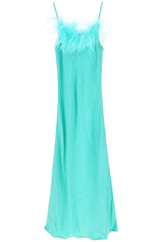 Art Dealer Art dealer 'ella' maxi slip dress in jacquard satin with feathers