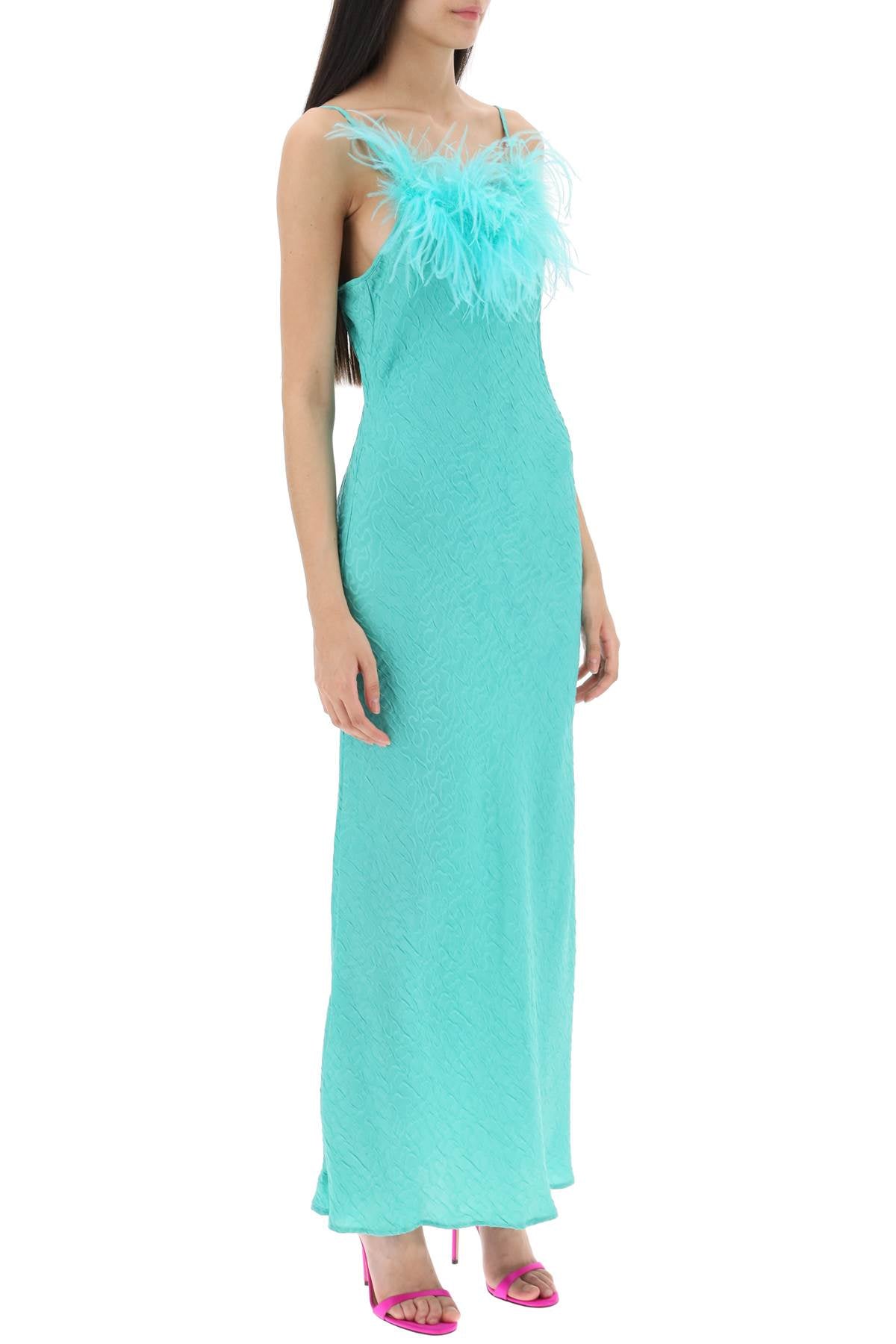 Art Dealer Art dealer 'ella' maxi slip dress in jacquard satin with feathers