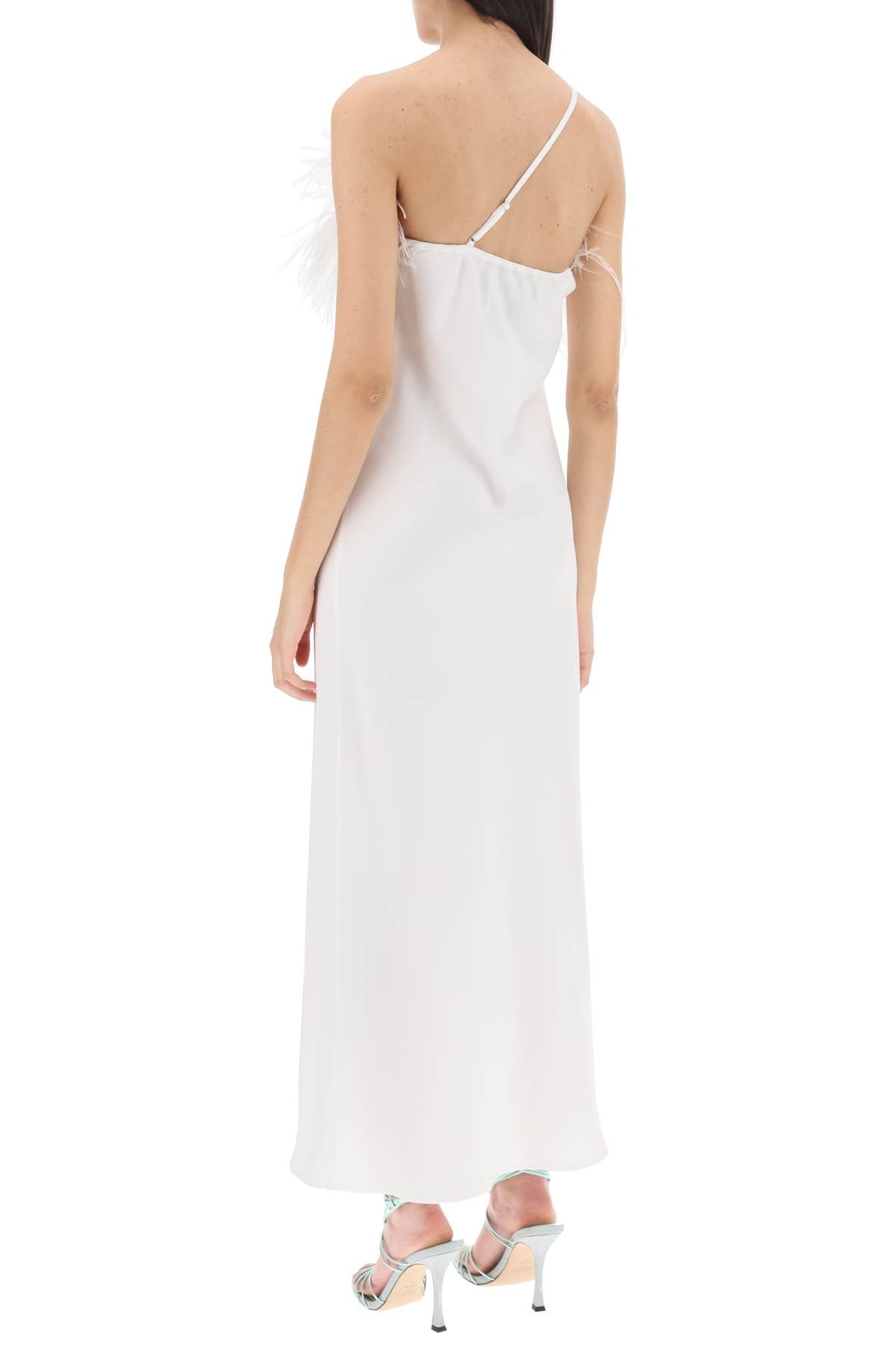 Art Dealer Art dealer 'ember' maxi dress in satin with feathers