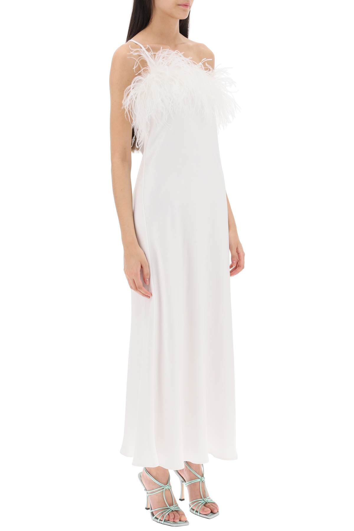 Art Dealer Art dealer 'ember' maxi dress in satin with feathers